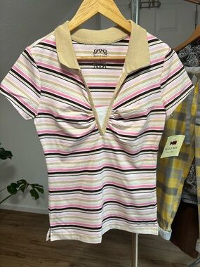 NWT Bugle Boy for Her y2k striped polo, medium